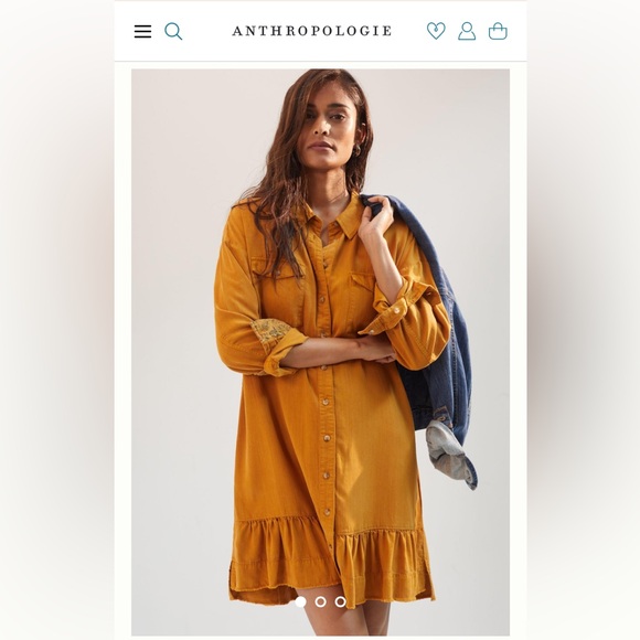 Anthropologie Pilcro Chambray Tunic Dress - Size Small Color Bronze - Picture 4 of 9